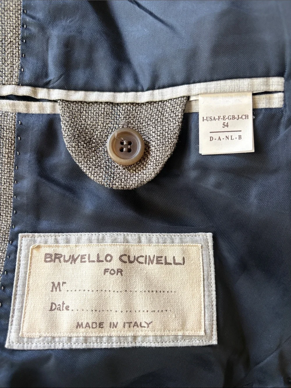 Brunello Cucinelli Linen Wool Silk Gray Windowpane Plaid Blazer Sport Coat IT 54